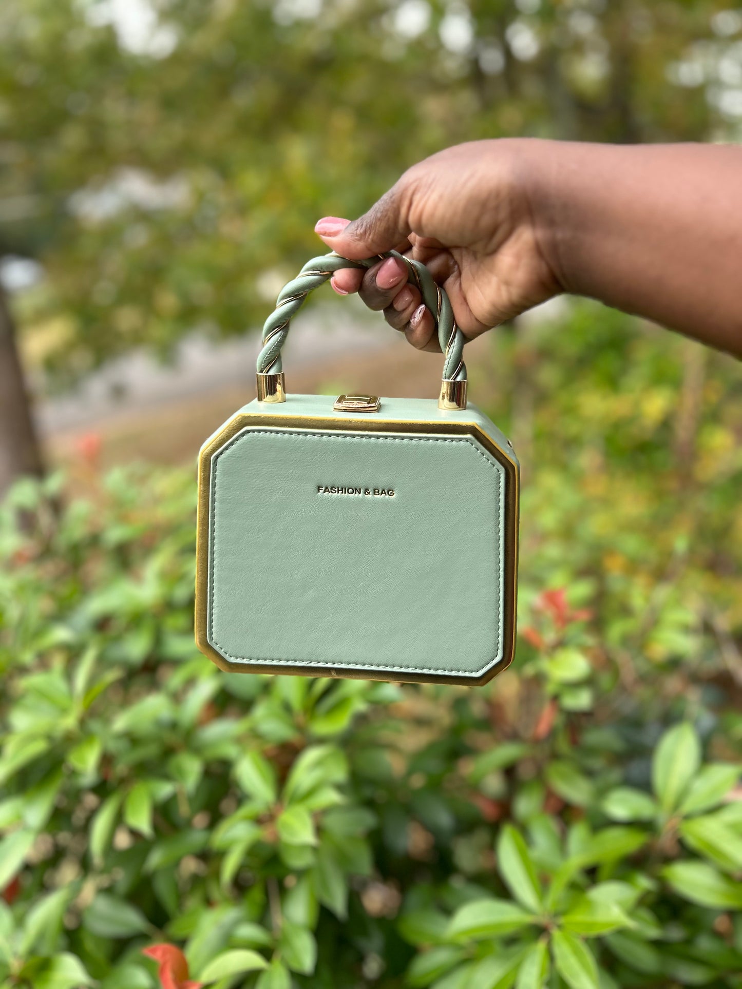 Mini Mint Green “Fashion & Bag” Purse with Gold Trim