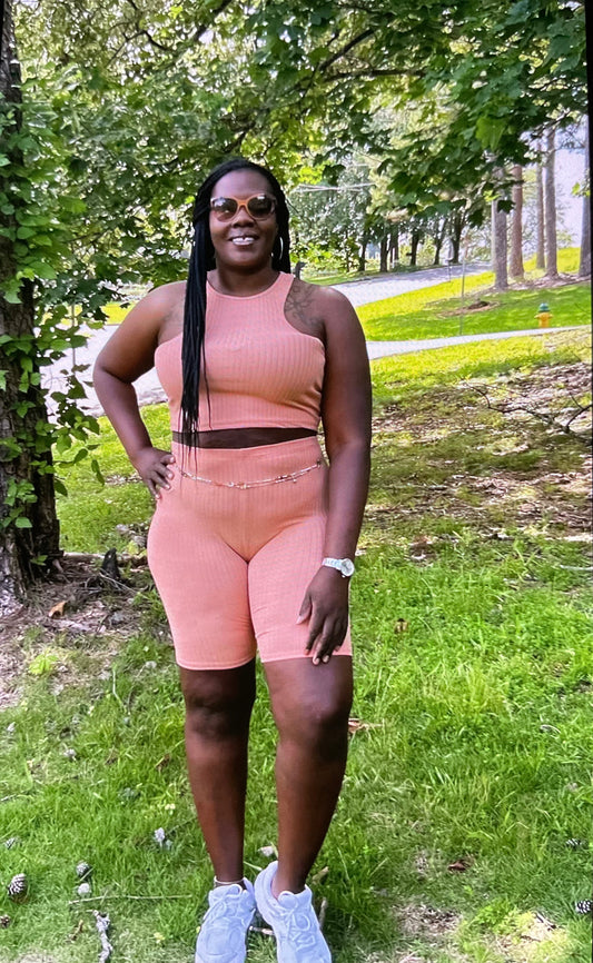 Peach Crop Biker Set