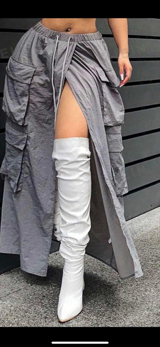 Windbreaker Cargo Skirt “Grey”